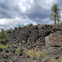 The jagged basalt formations of the Bonito Lava Flow