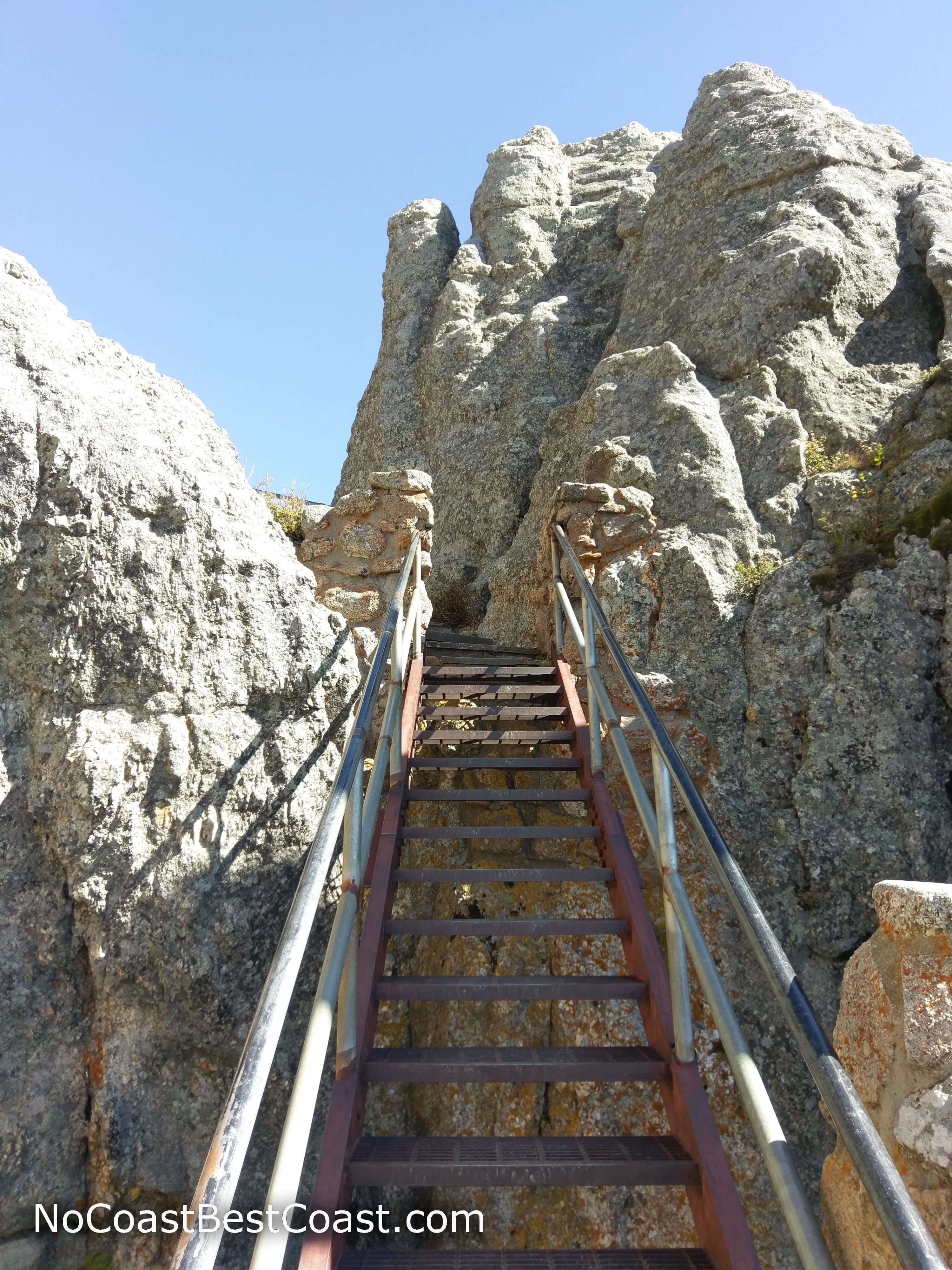 The last section involves climbing several staircases