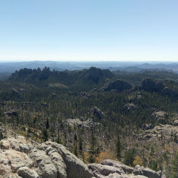 The view looking south towards your next destinations: the Cathedral Spires and Little Devils Tower