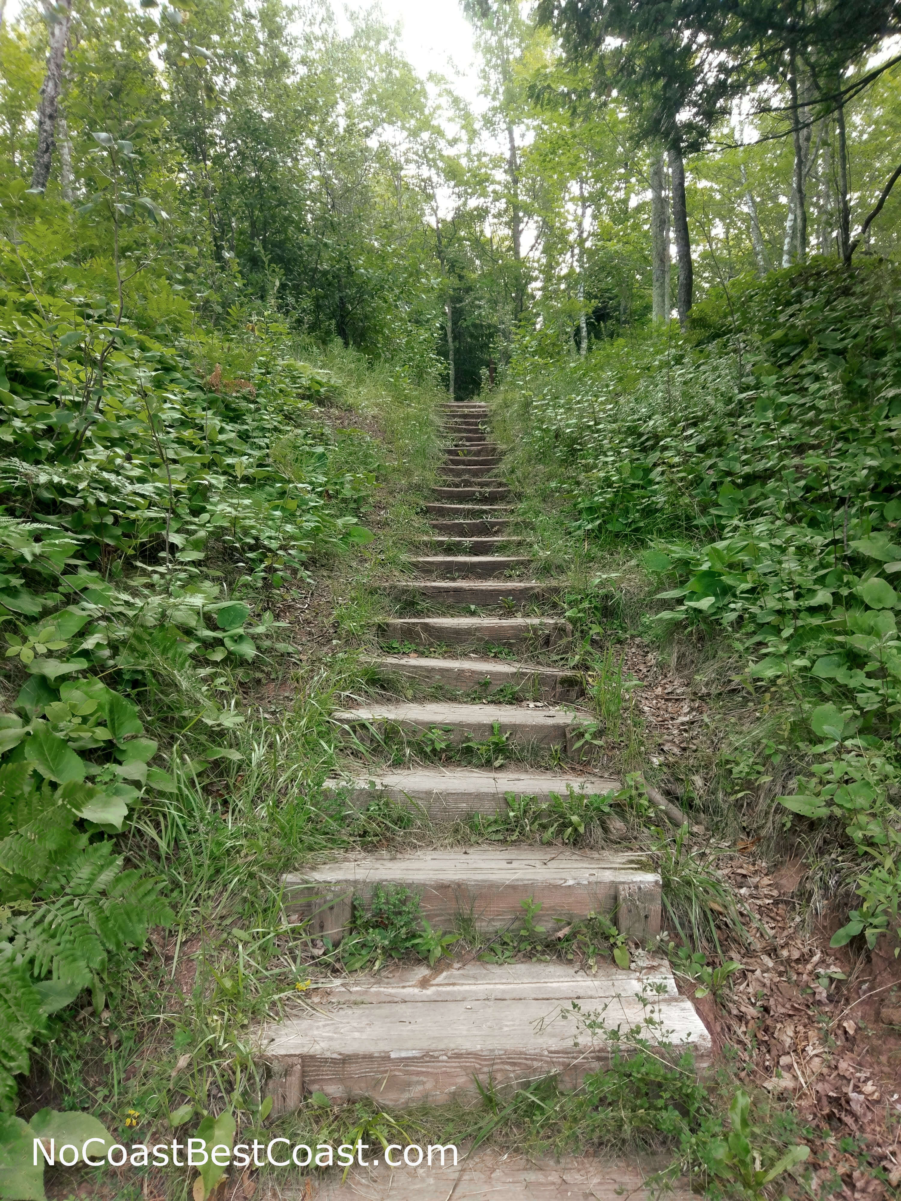 You must conquer a separate set of stairs at some point near all five waterfalls