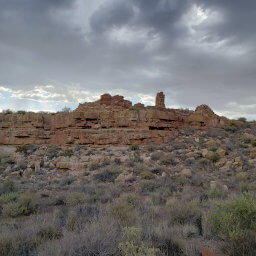 The Box Canyon Pueblos were built right against the walls of the canyon