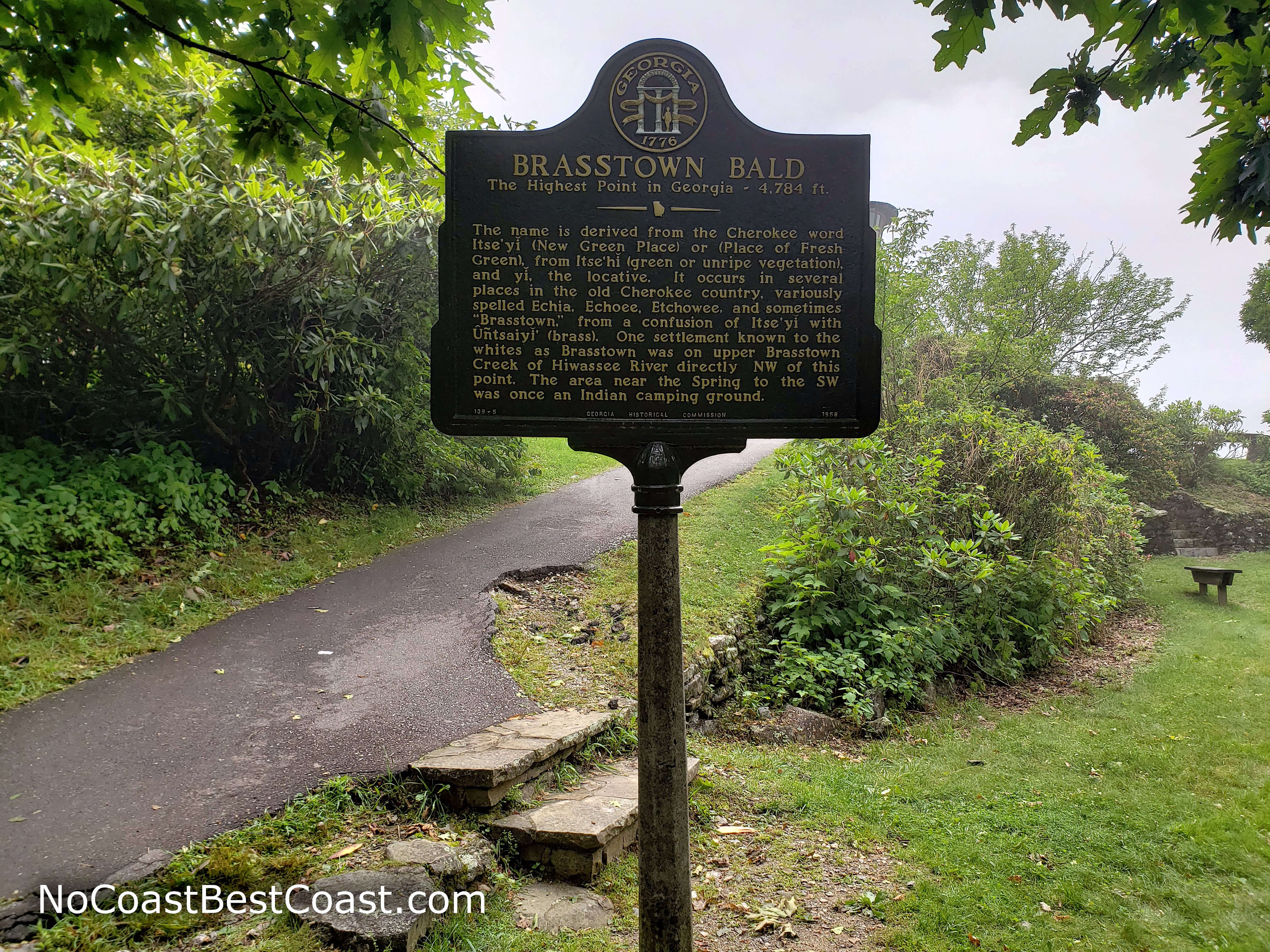 The sign marking the summit of Brasstown Bald