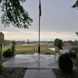 The picturesque monument atop Campbell Hill after a rain storm