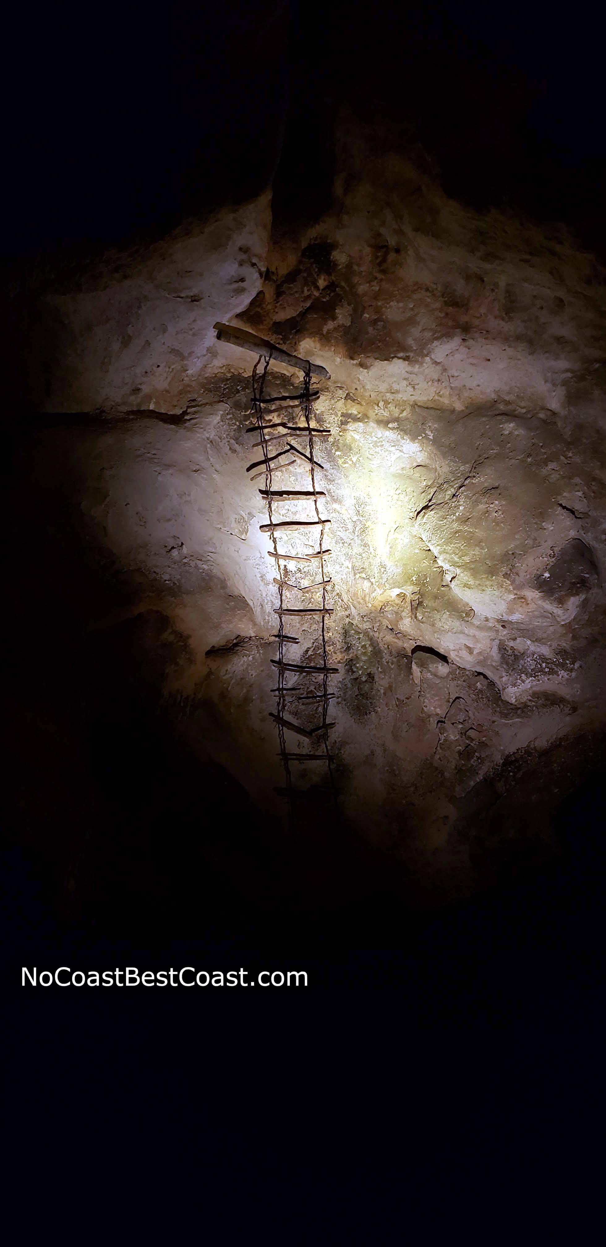 An old rope ladder used by early cave explorers