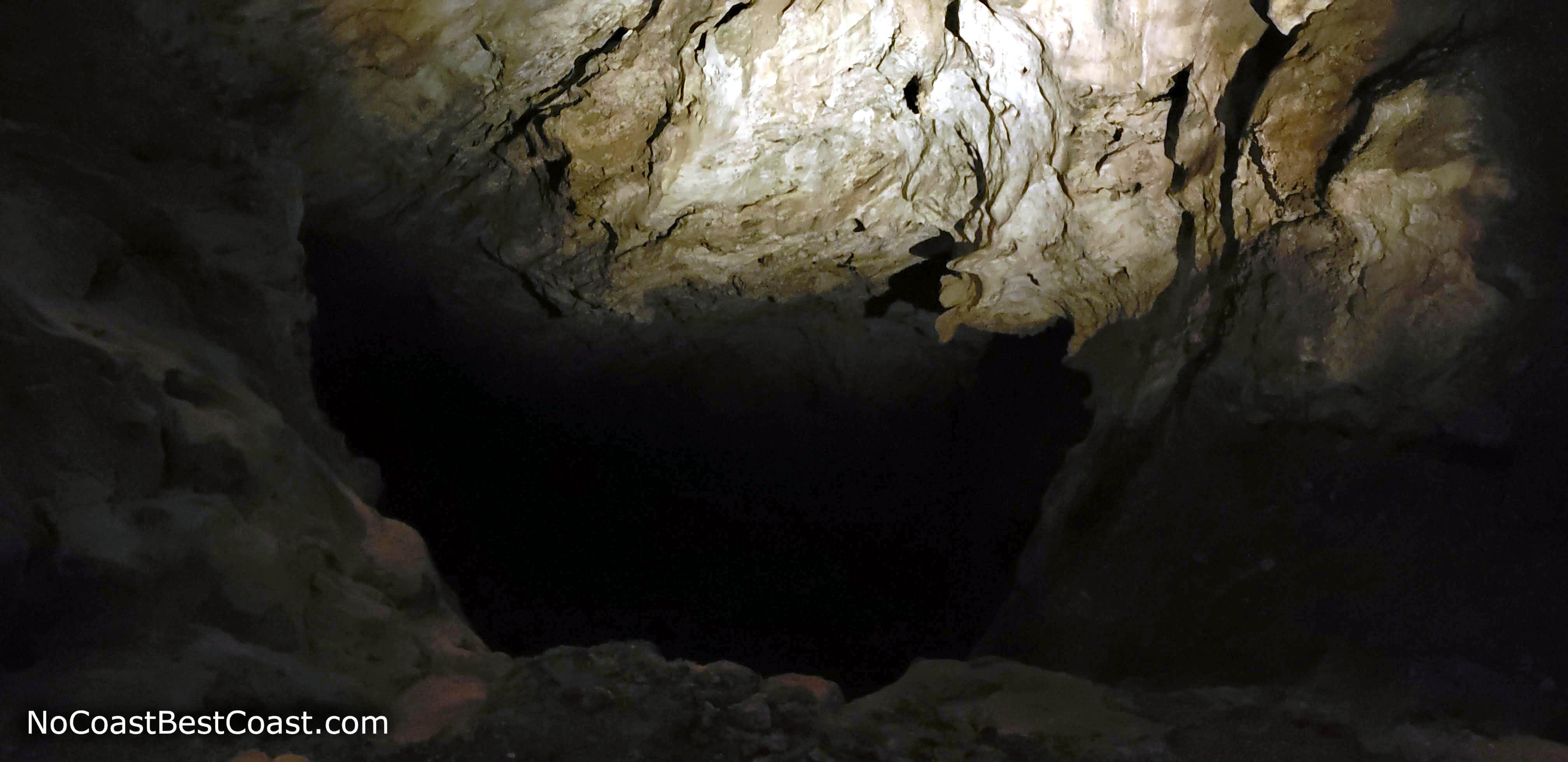 This black abyss known as the Bottomless Pit is actually only 140 feet deep