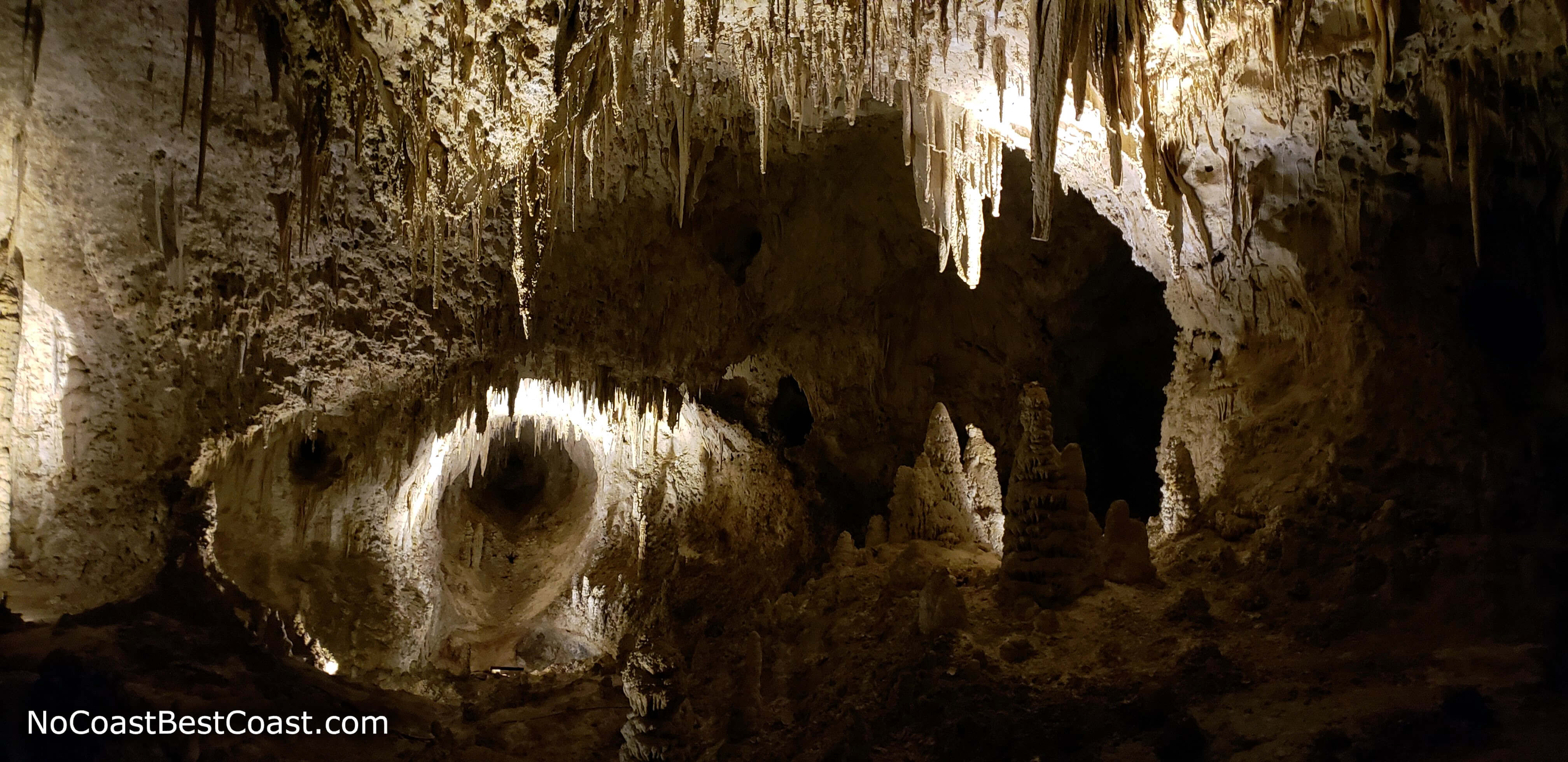 Stalactites and stalagmites line the trail throughout the Big Room