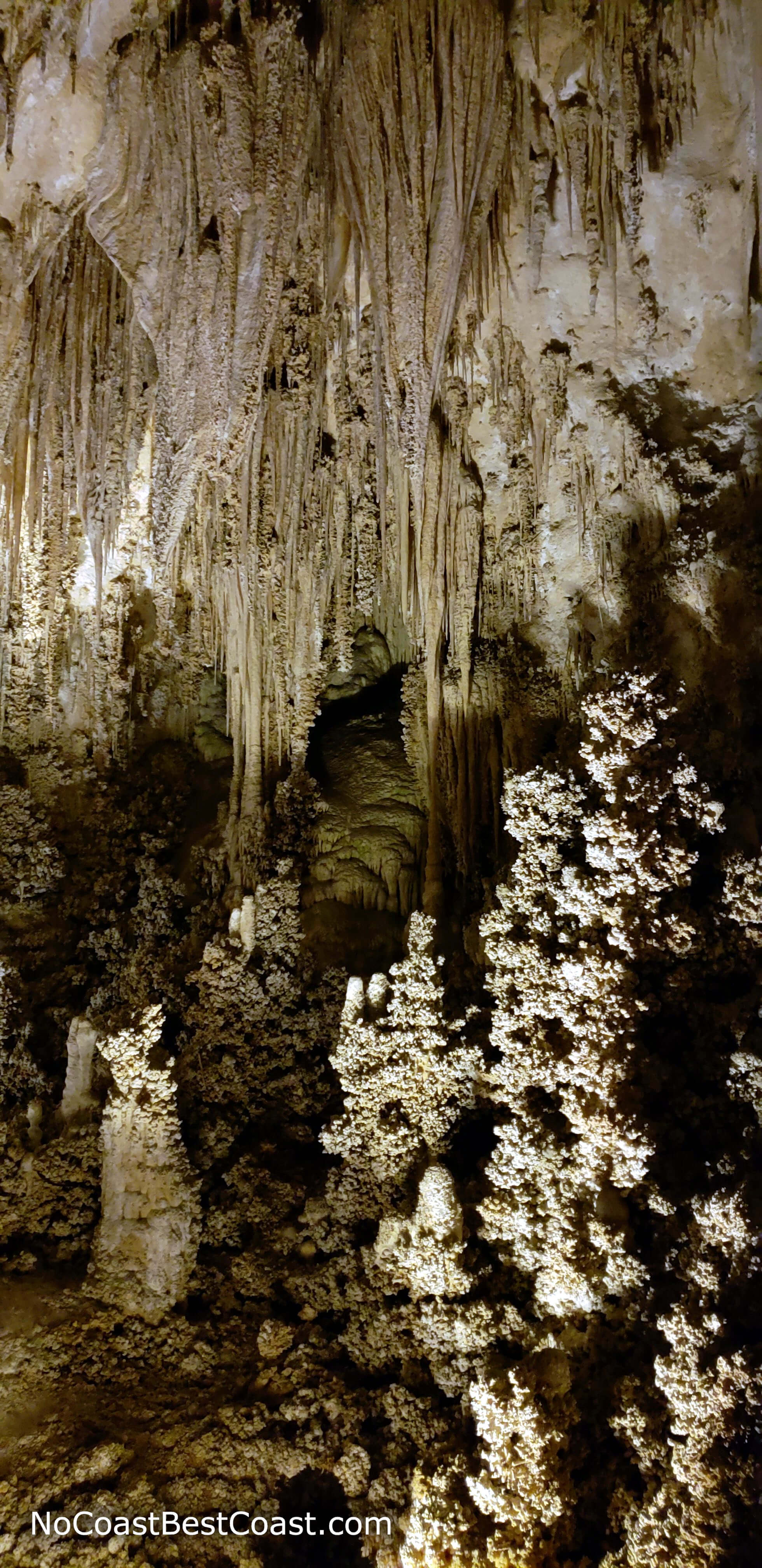 Draperies and cave popcorn are two unique formations you'll see
