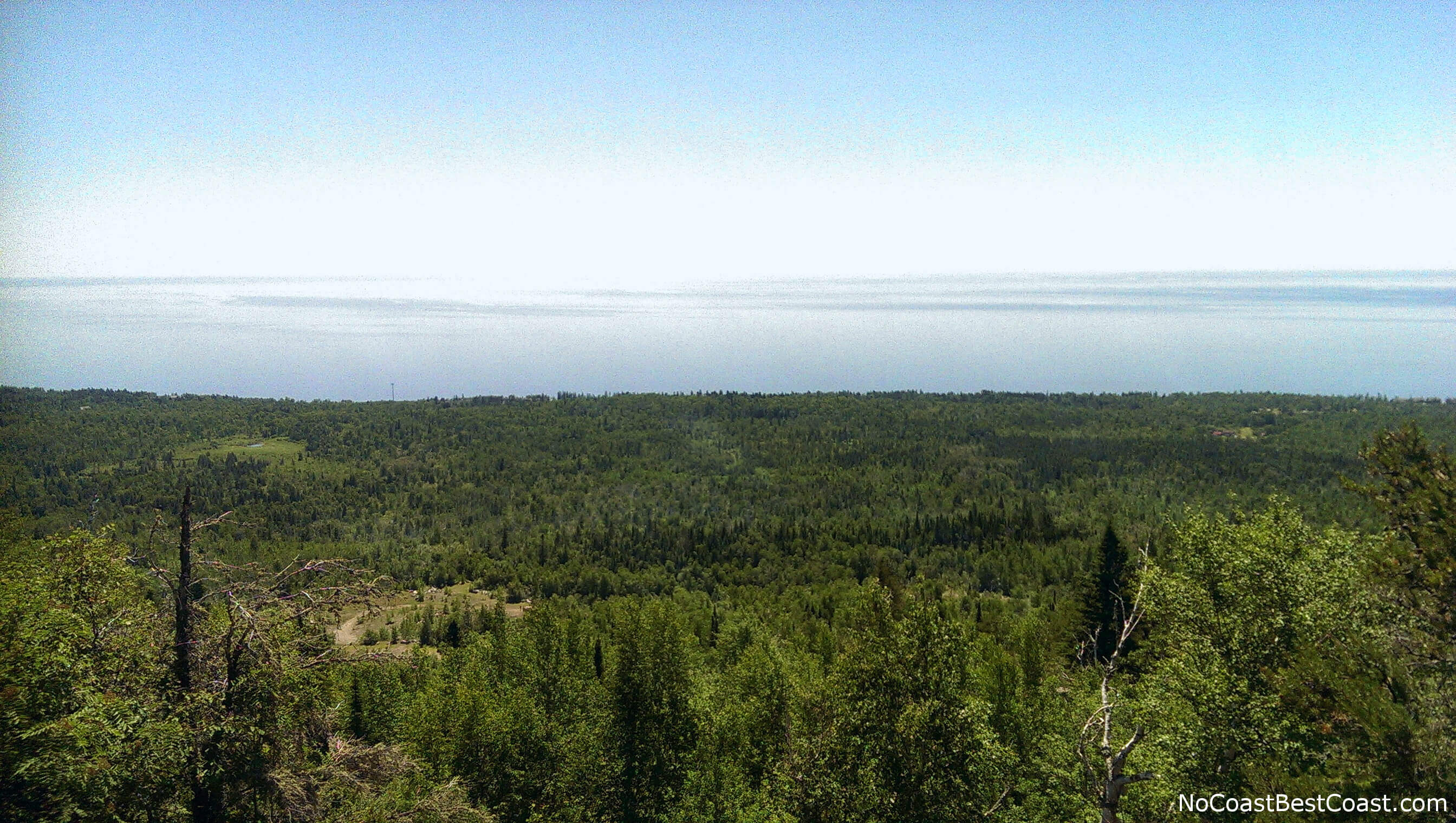 The endless blue of Lake Superior from the top of the Carlton Peak