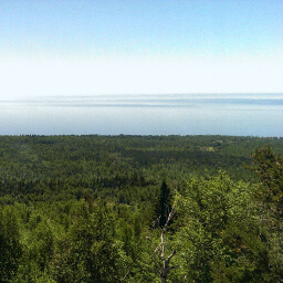 The endless blue of Lake Superior from the top of the Carlton Peak