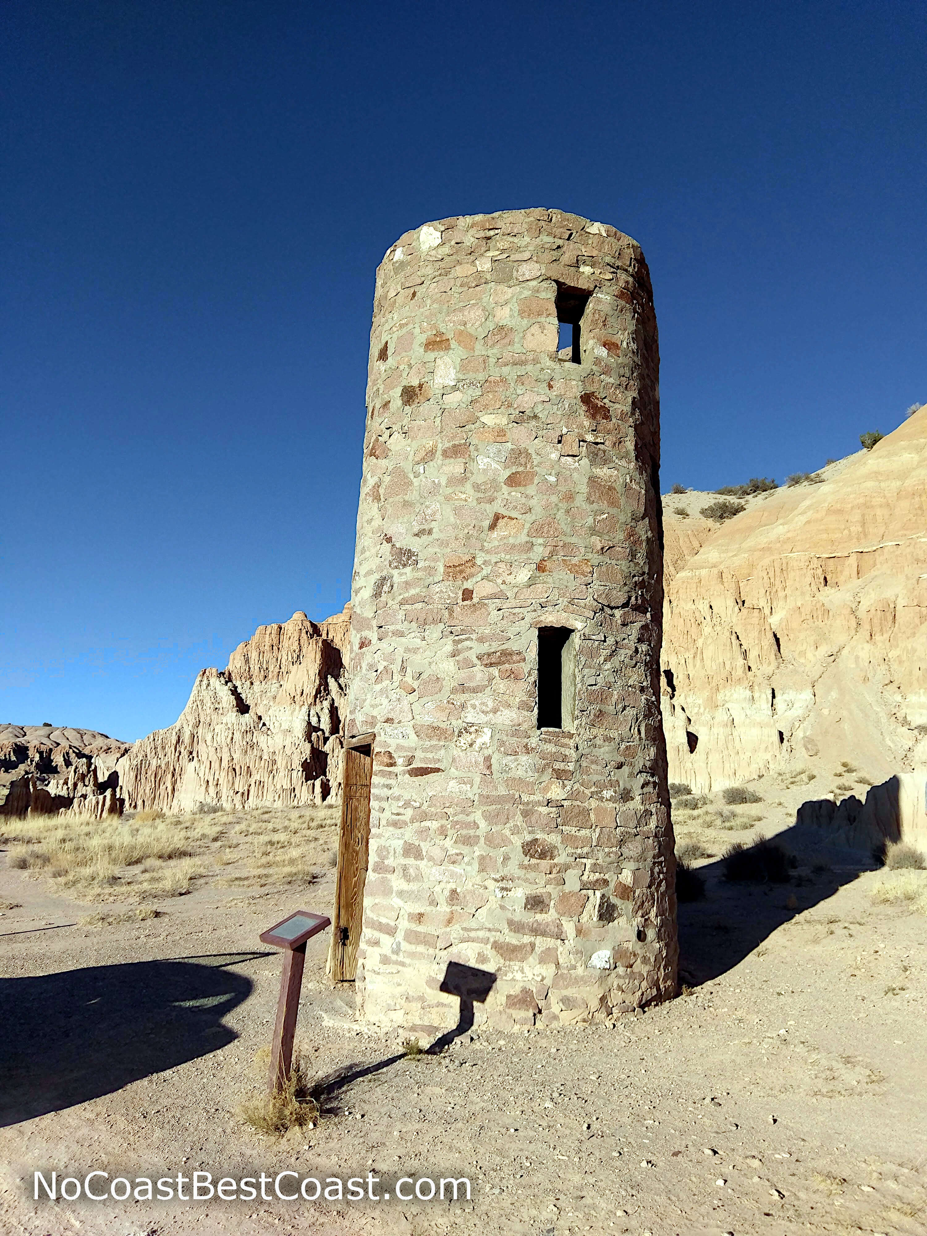A stone water tower built by the Civilian Conservation Corps