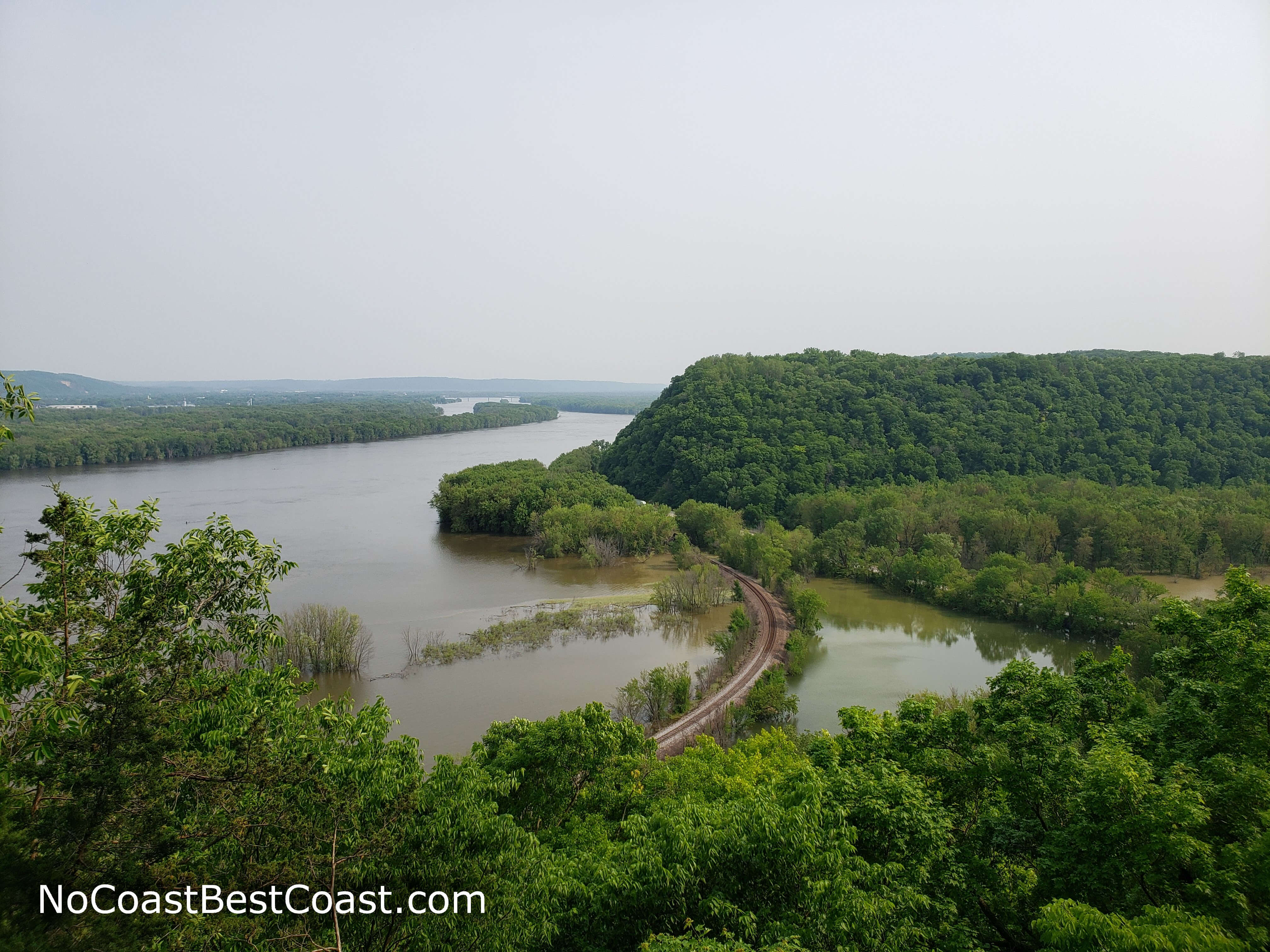 The famous view of the Mississippi River Bluffs from Eagle Rock