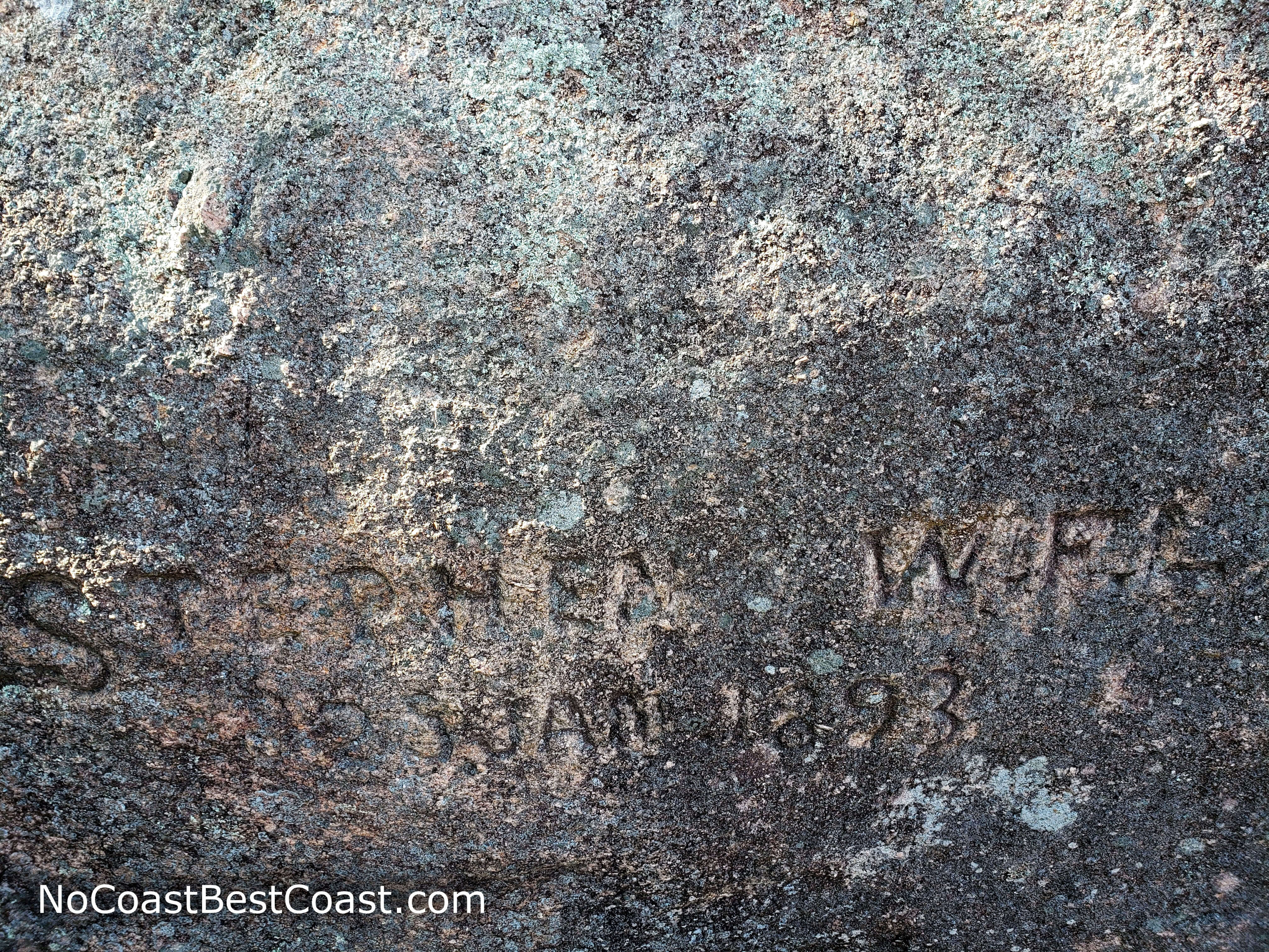 Historic graffiti from 1893 carved by a quarry worker