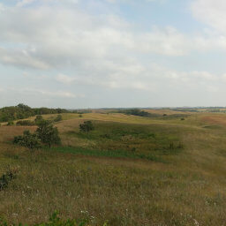 The hilly view from the park's high point