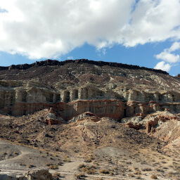 The red and white striped cliffs of Hagen Canyon