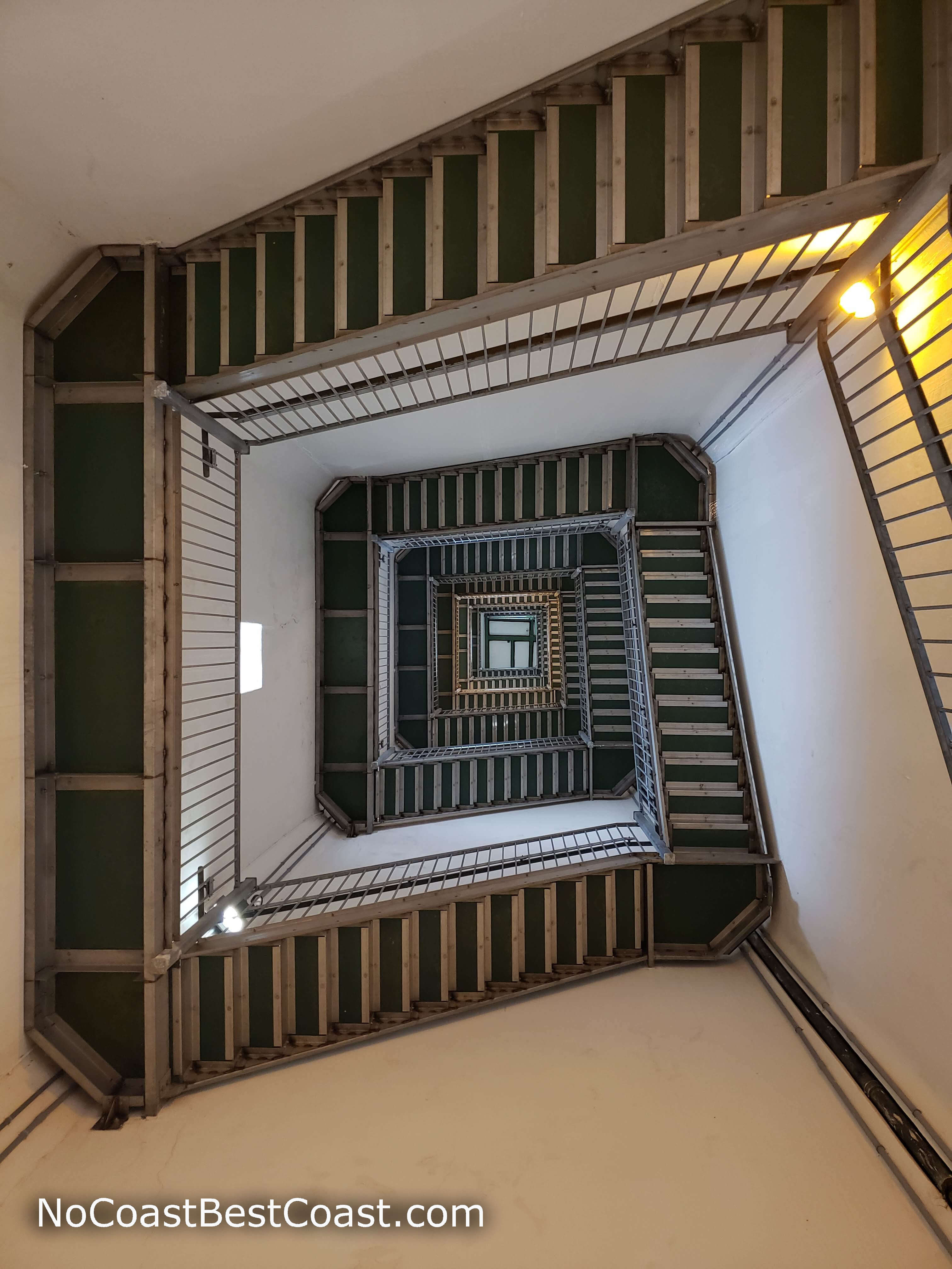 The dizzying spiral of stairs leading to the top of the monument