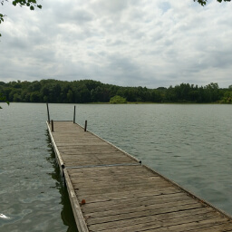 A dock on Hyland Lake