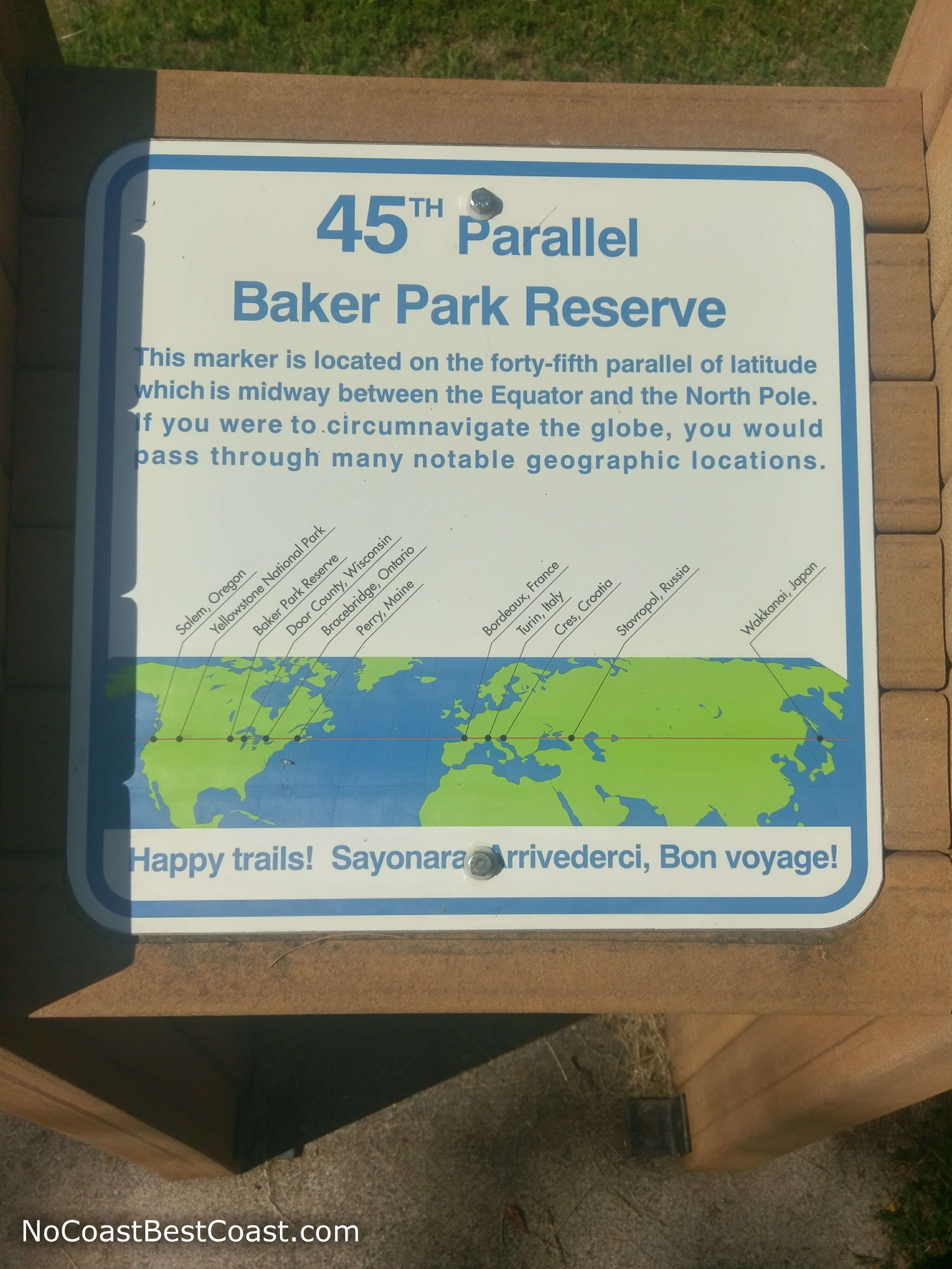 This marker designates the 45th parallel