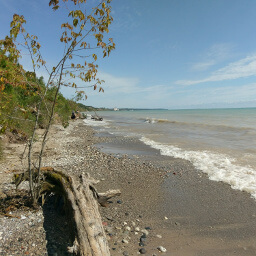 Looking north at the shoreline of Lake Michigan