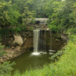 The larger of the two waterfalls at Minneopa State Park