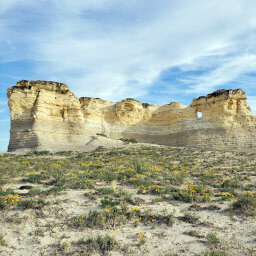 Monument Rocks rising above the prairie