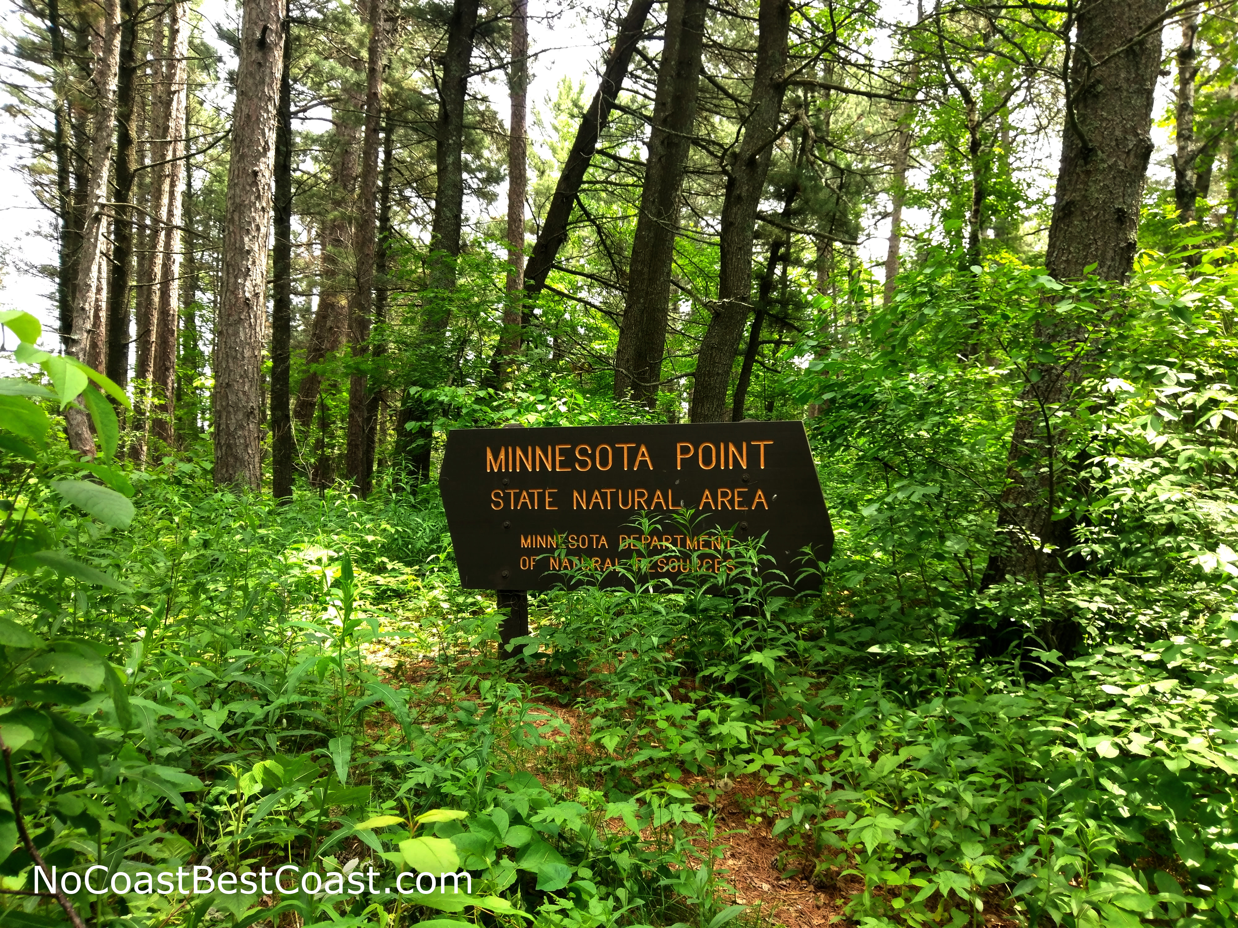 The sign marking entrance into the Minnesota Point State Natural Area