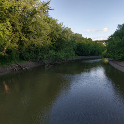 Looking at the river from the bridge to Pike Island