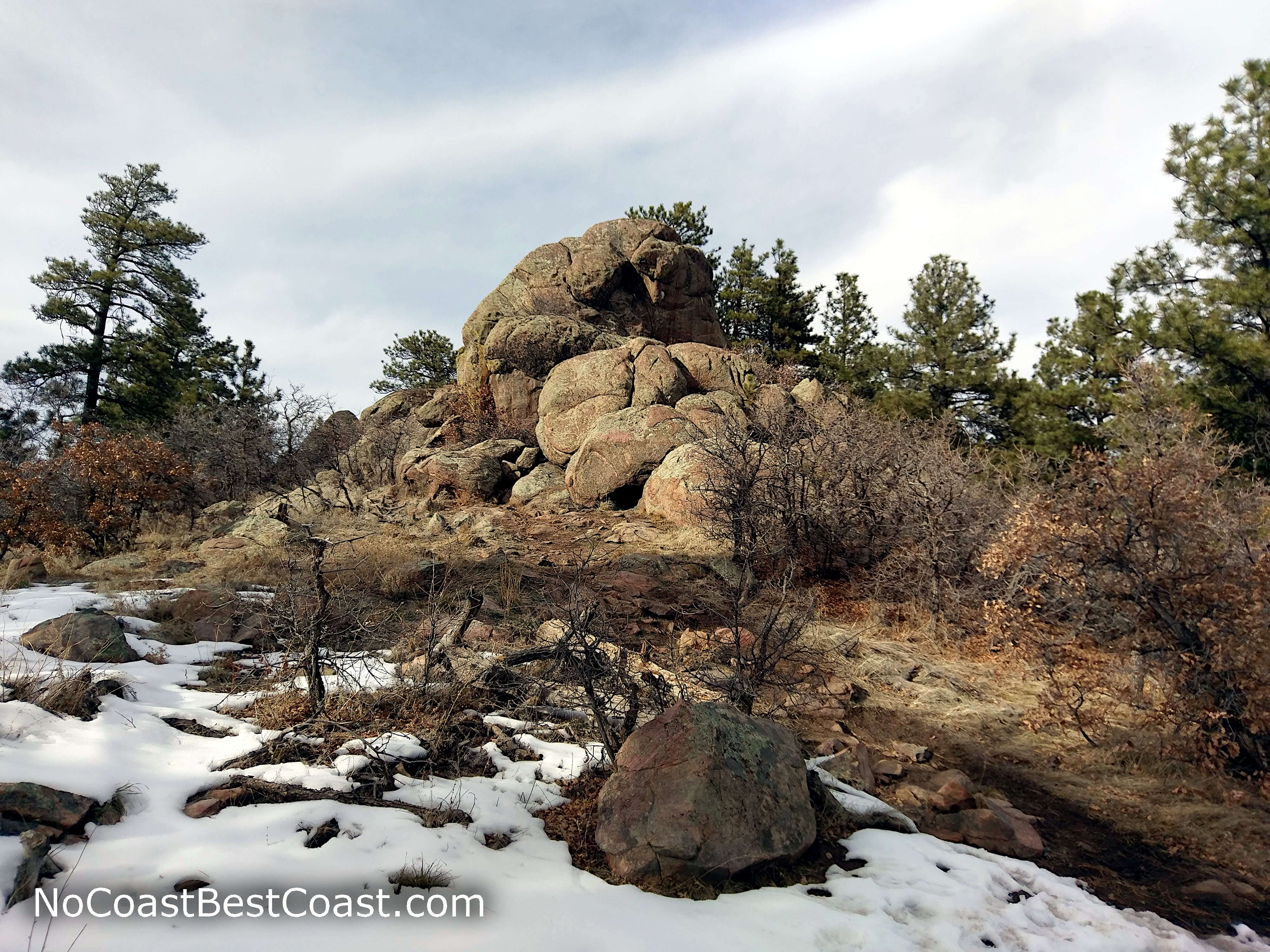 Boulders decorate the top of Plymouth Mountain