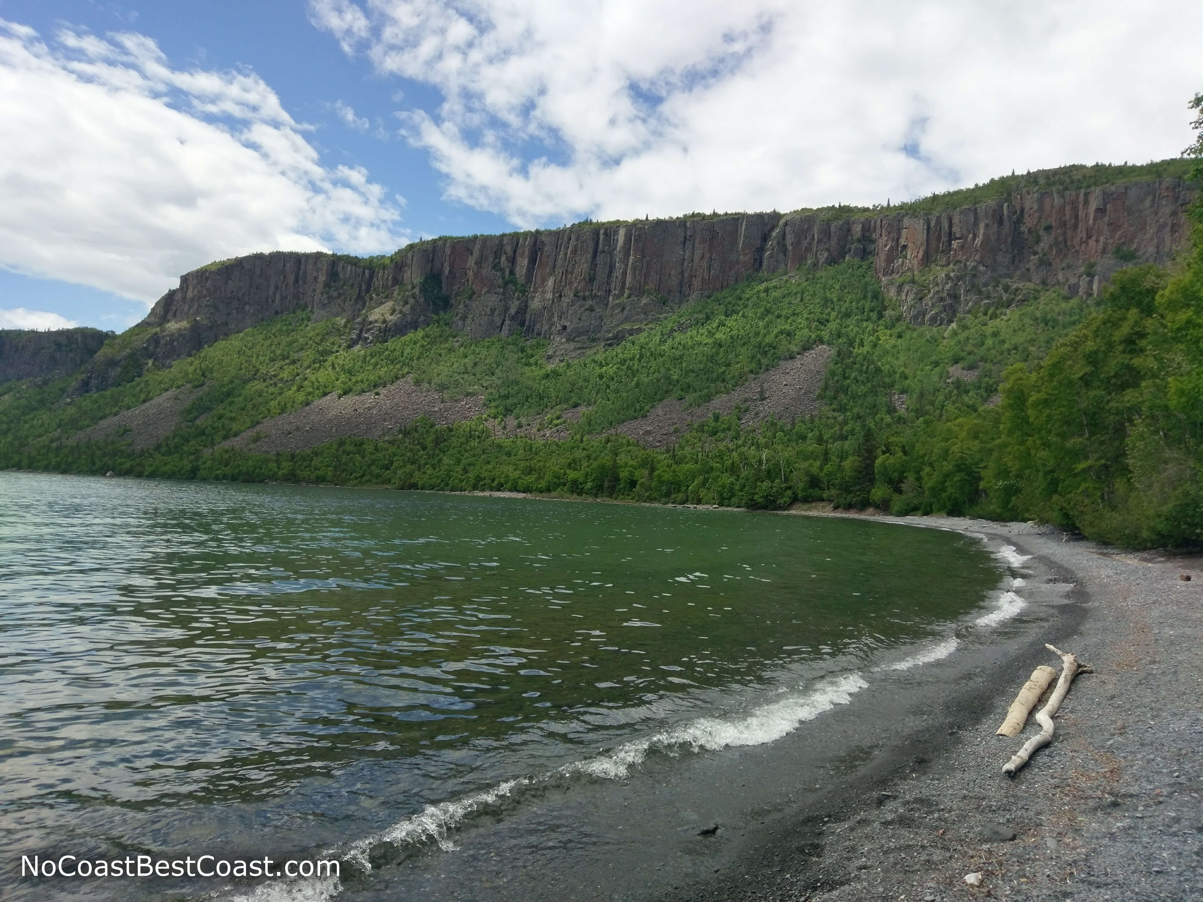 The cliffs of the Sleeping Giant as seen from Lehtinen's Bay