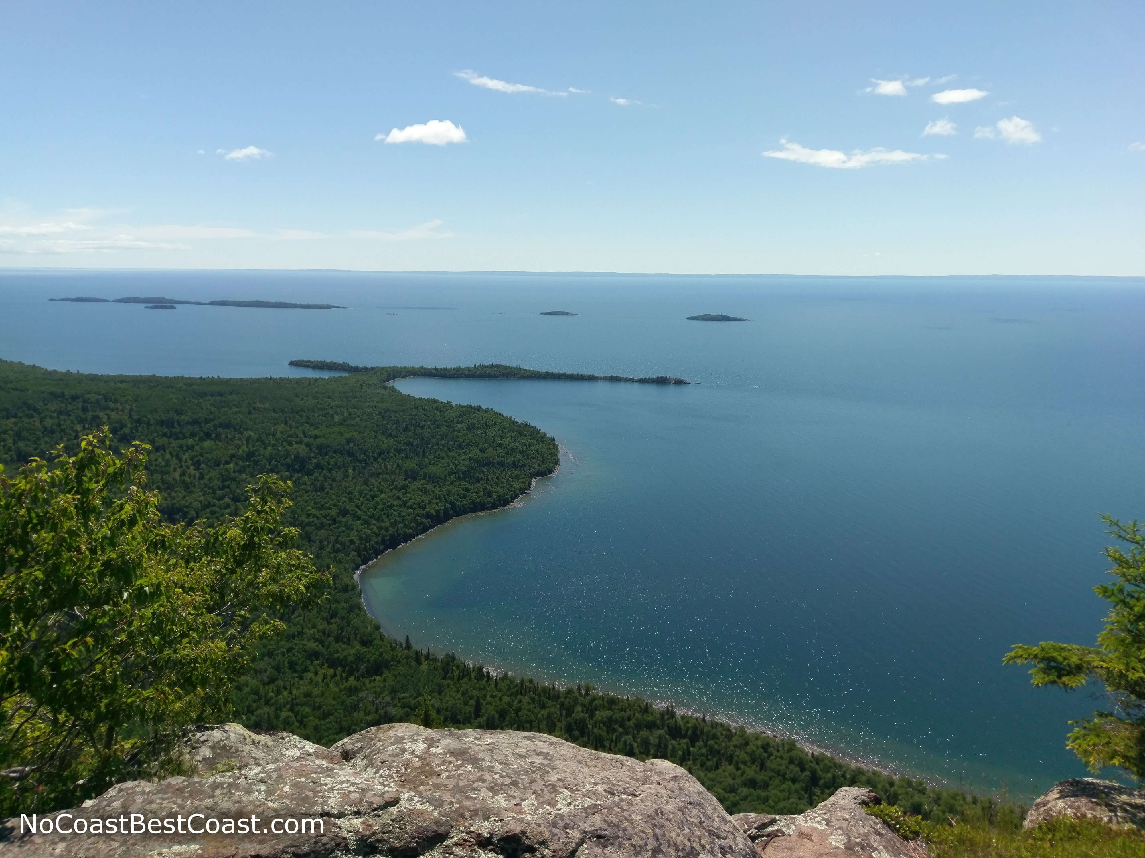 Tee Harbor jutting out into Lake Superior as seen from the Top of the Giant