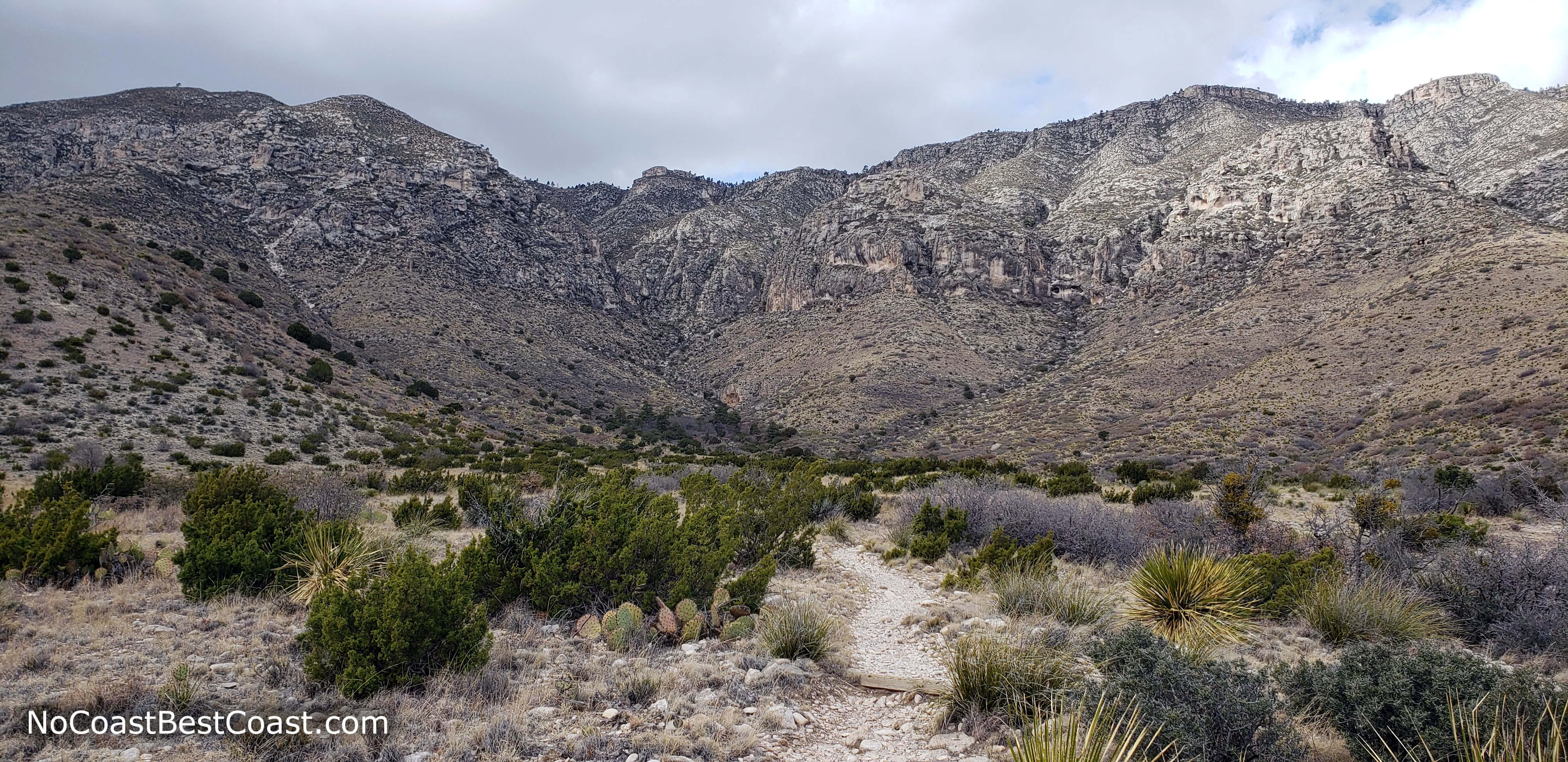 The trail as it heads towards the base of the Guadalupe Mountains