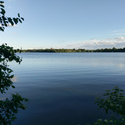 Looking across the lake in Tony Schmidt Regional Park