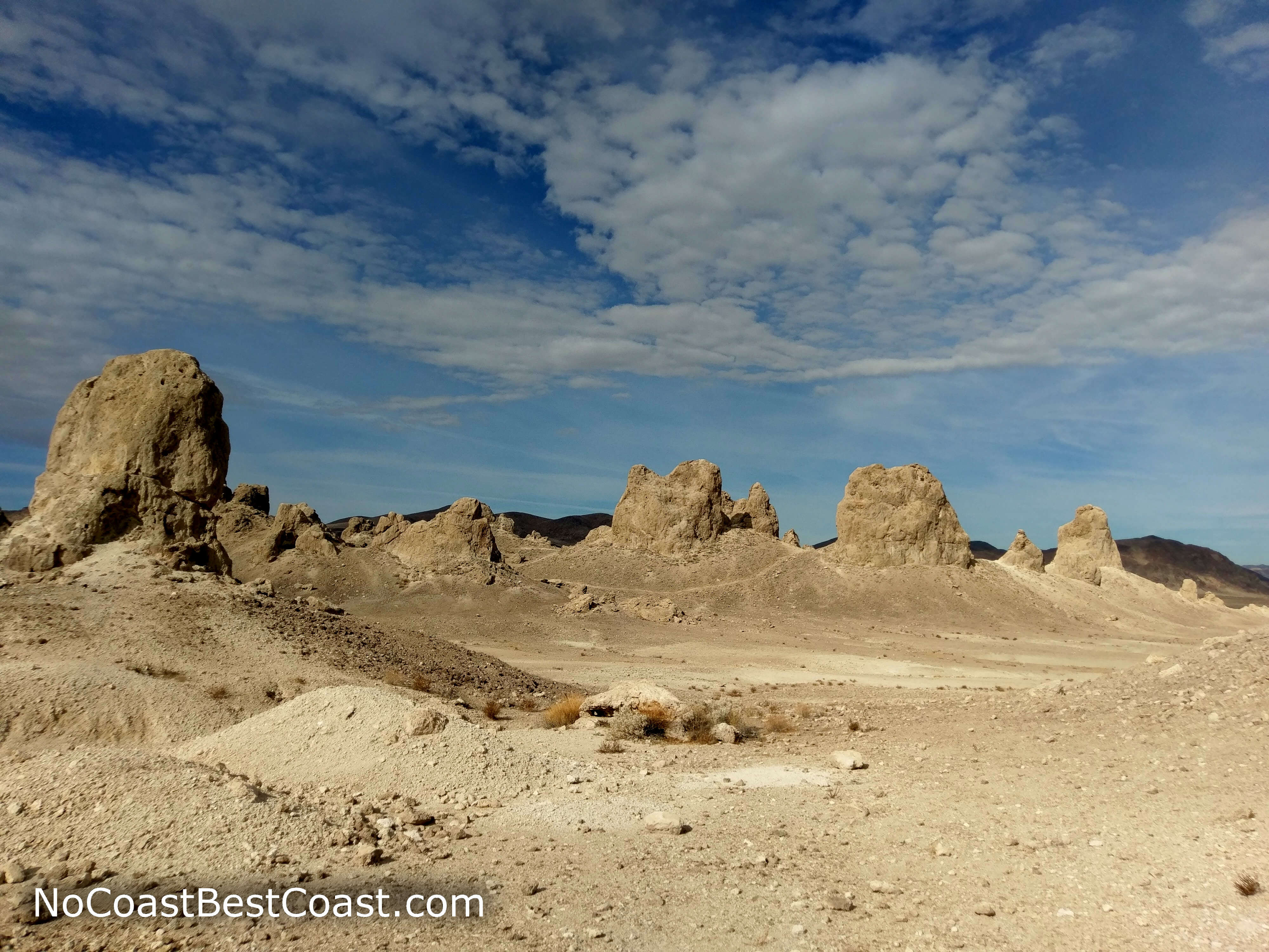 A closer view of some of the Trona Pinnacles