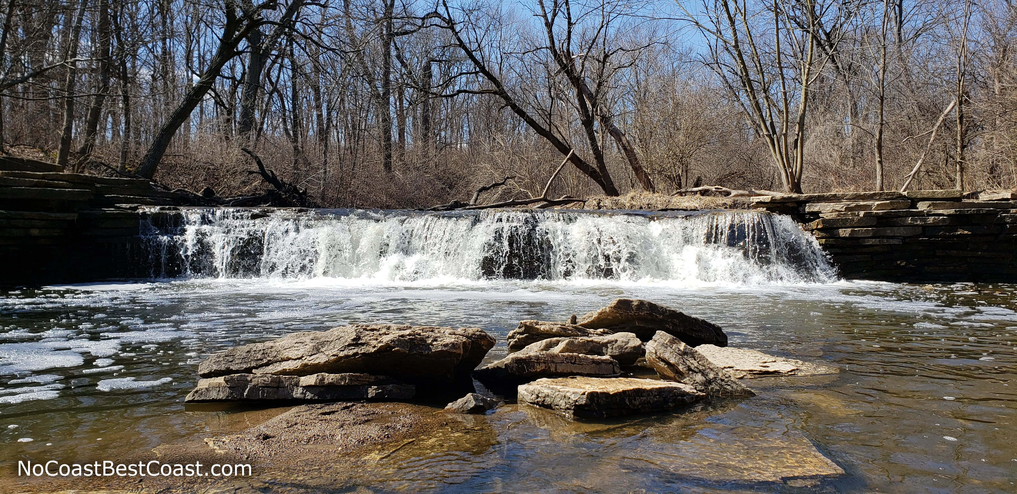 The man-made Rocky Glen Waterfall
