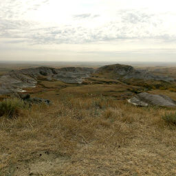 The view of chalky buttes as seen from White Butte's summit