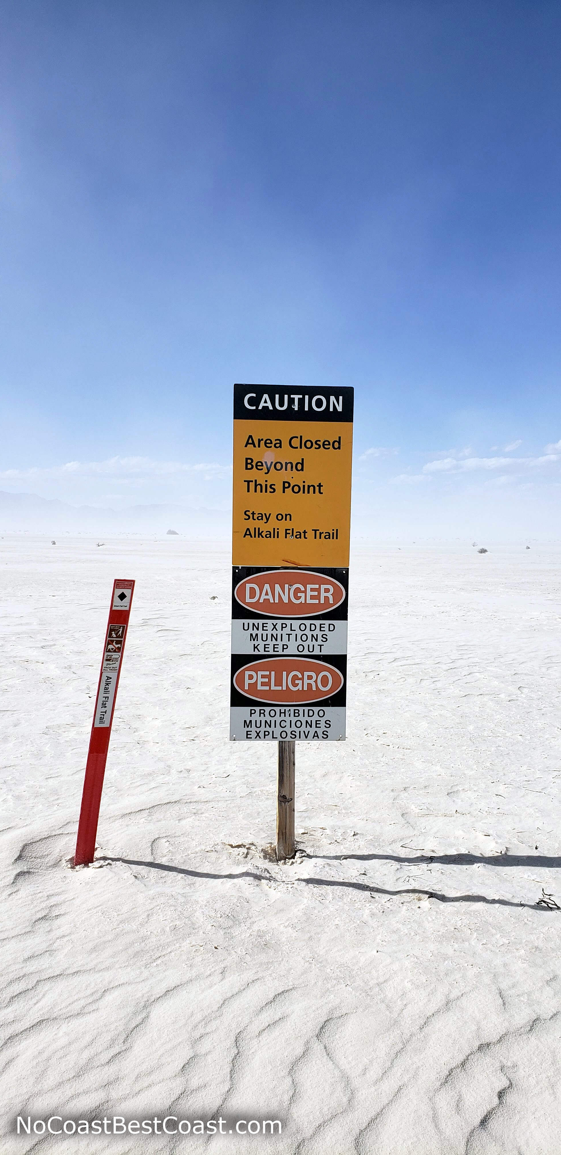 The warning sign at the edge of the White Sands Missile Range