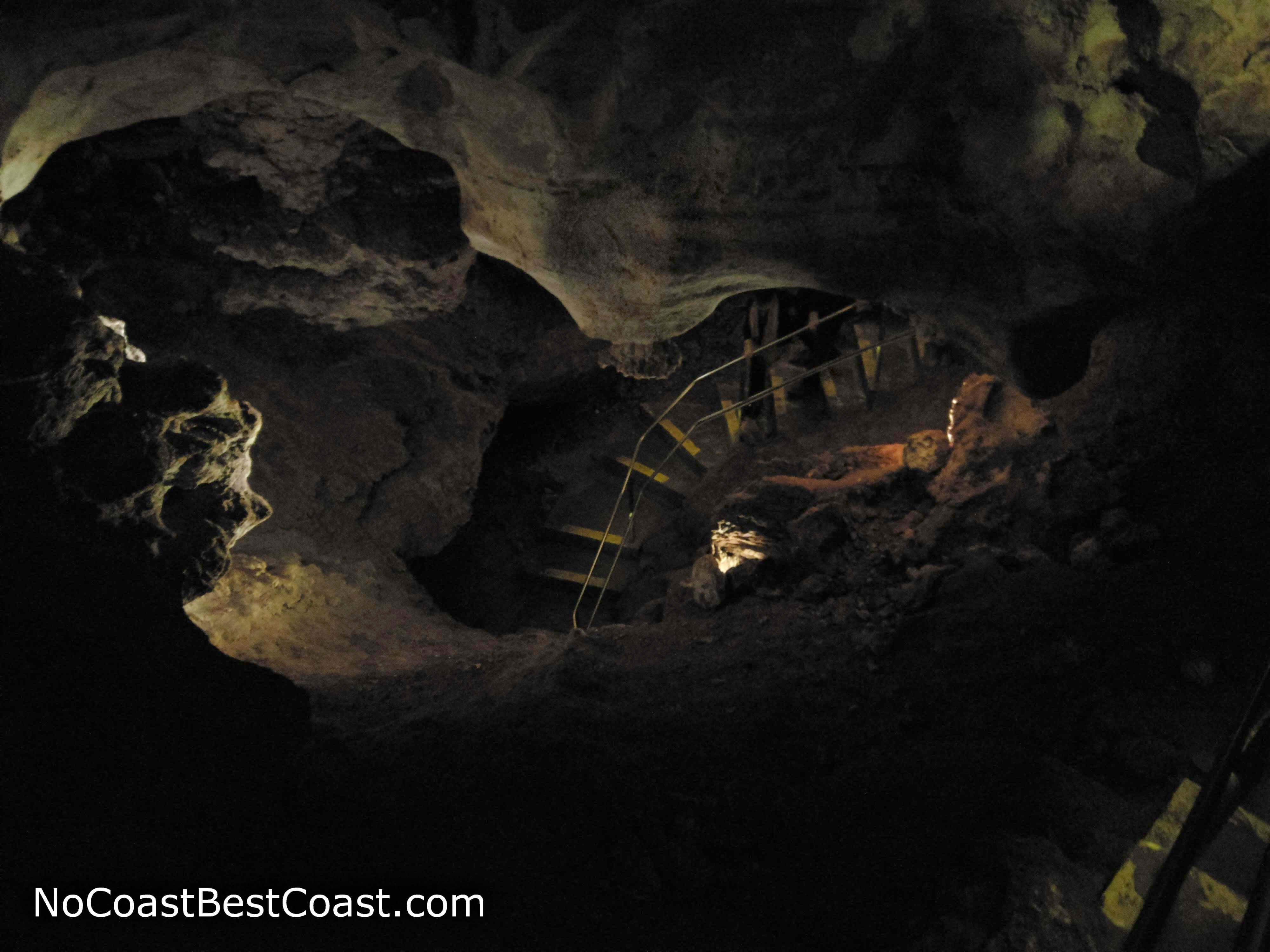 Stairs descending deep into the cave