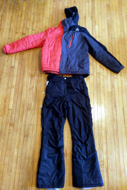 Gerry coat with removable liner (left) and shell (right) and ski pants